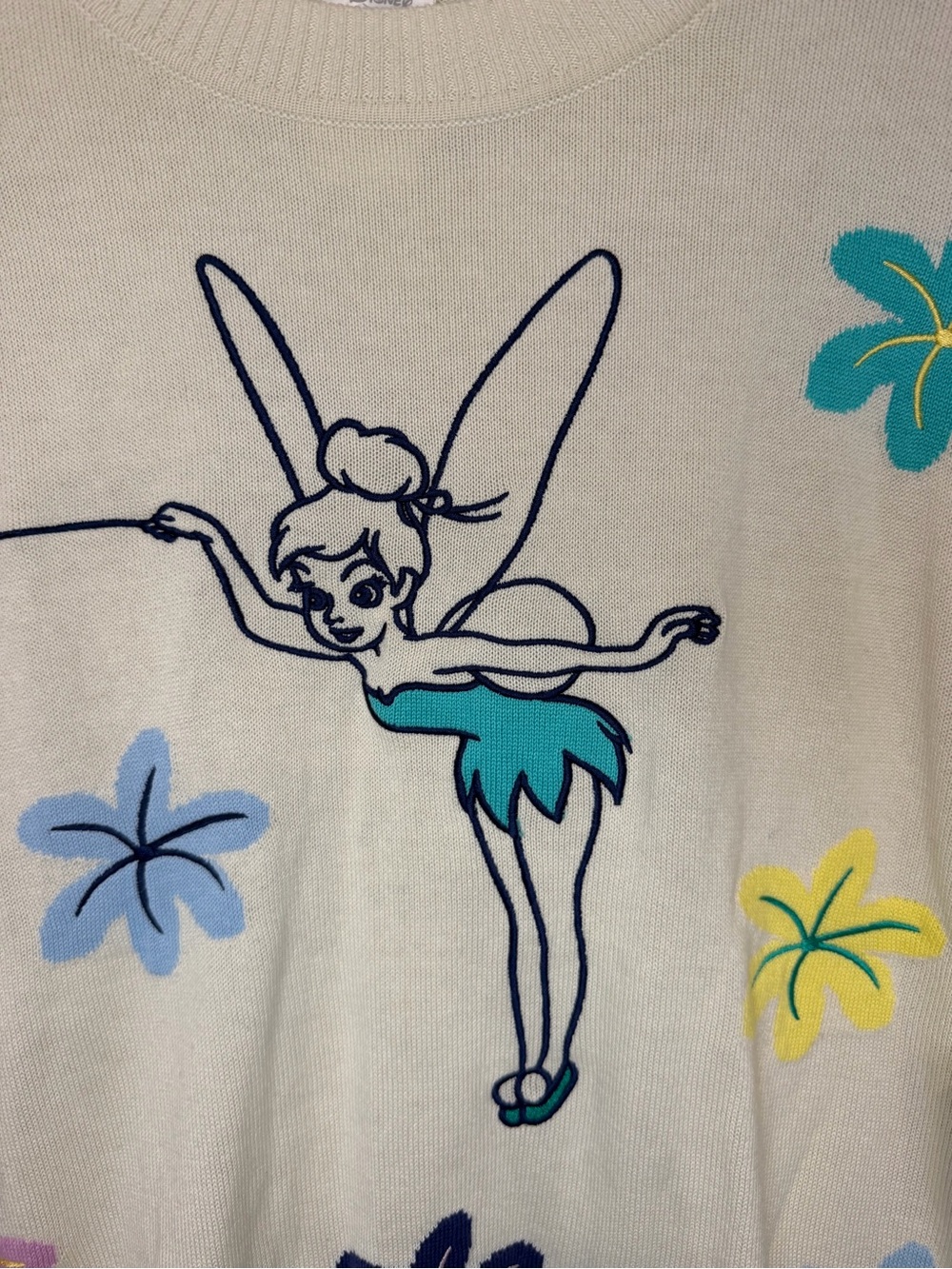 **NWT** Disney Cream Tinkerbell Floral Crewneck Sweater - Picture 5 of 11
